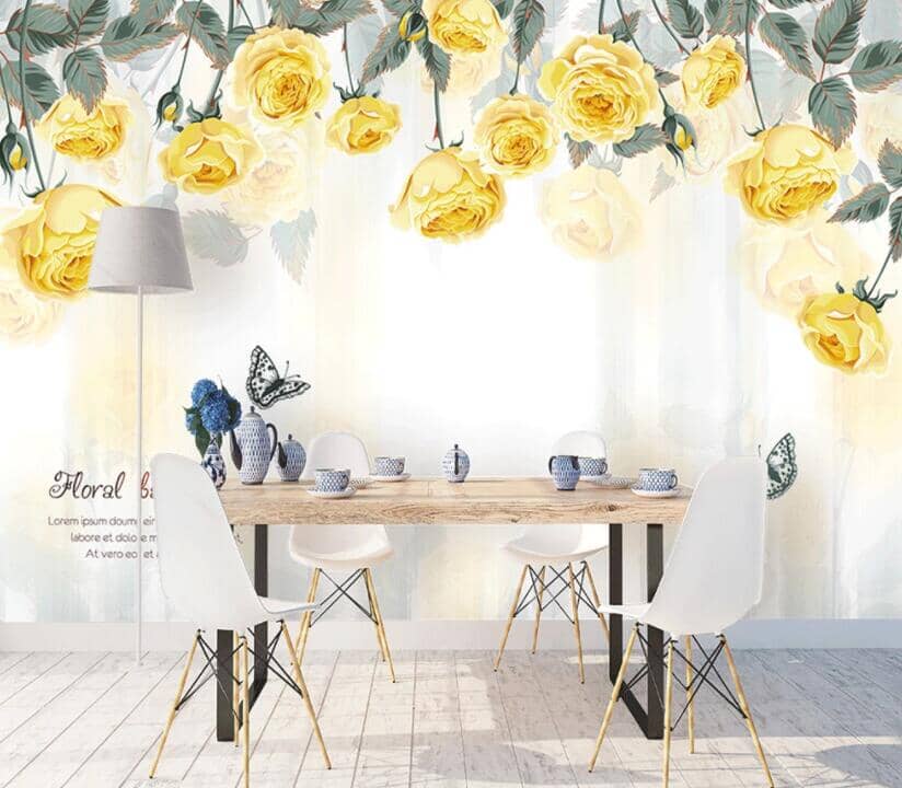 3D Yellow Rose 1465 Wall Murals Wallpaper AJ Wallpaper 2