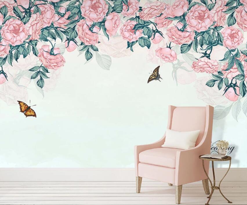 3D Flower Butterfly 063 Wall Murals Wallpaper AJ Wallpaper 2
