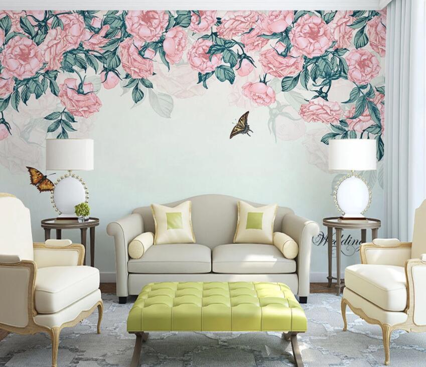 3D Flower Butterfly 063 Wall Murals Wallpaper AJ Wallpaper 2