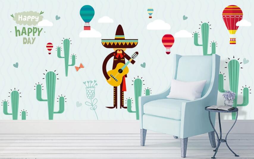3D Hot Air Balloon Cactus 036 Wall Murals Wallpaper AJ Wallpaper 2