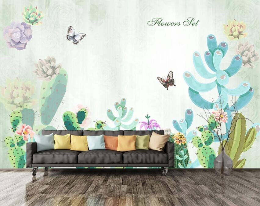 3D Butterfly Plant 1460 Wall Murals Wallpaper AJ Wallpaper 2