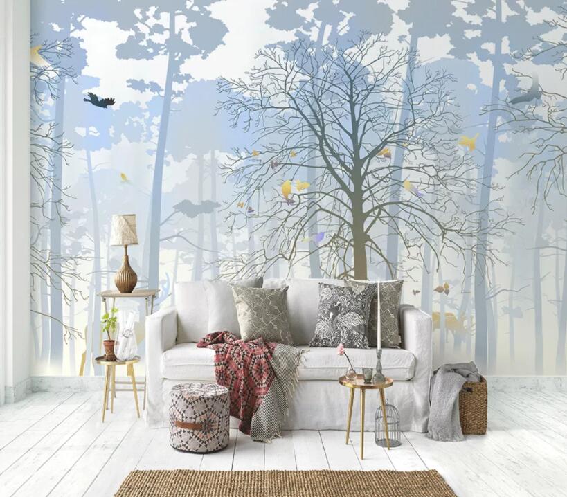 3D Foggy Forest 030 Wall Murals Wallpaper AJ Wallpaper 2