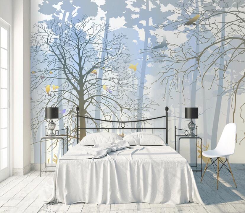 3D Foggy Forest 030 Wall Murals Wallpaper AJ Wallpaper 2