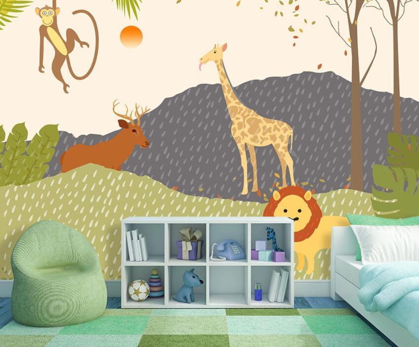 3D Animal Park 025 Wall Murals Wallpaper AJ Wallpaper 2