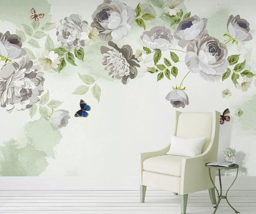 3D Flower Butterfly 1423 Wall Murals Wallpaper AJ Wallpaper 2