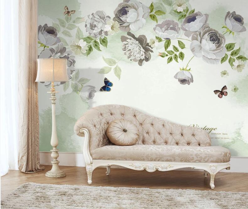 3D White Flowers 023 Wall Murals Wallpaper AJ Wallpaper 2