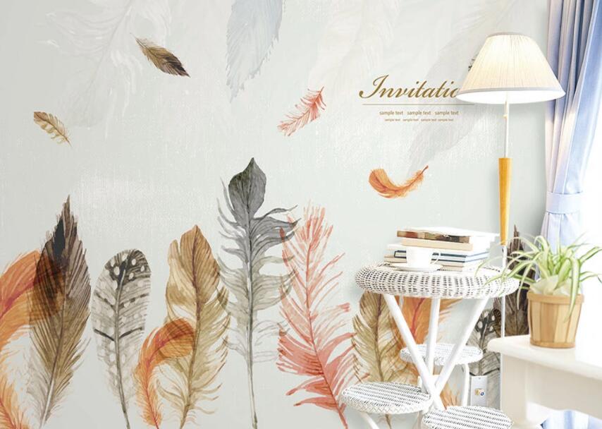 3D Colored Feather 021 Wall Murals Wallpaper AJ Wallpaper 2