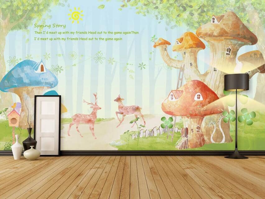 3D Mushroom House 1417 Wall Murals Wallpaper AJ Wallpaper 2