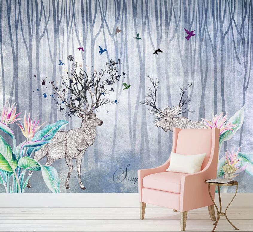 3D Elk Woods 014 Wall Murals Wallpaper AJ Wallpaper 2