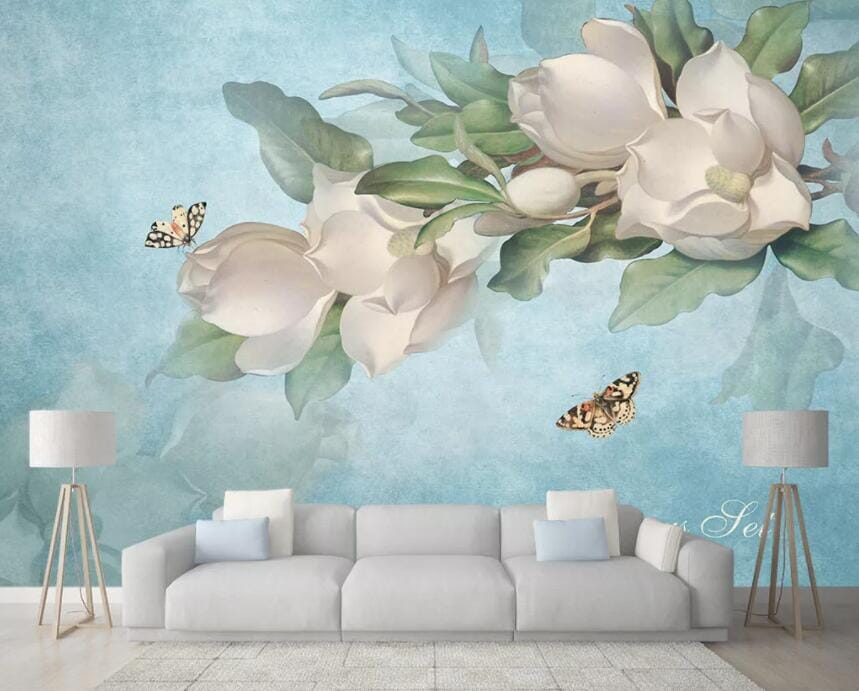 3D Flower Butterfly 1409 Wall Murals Wallpaper AJ Wallpaper 2