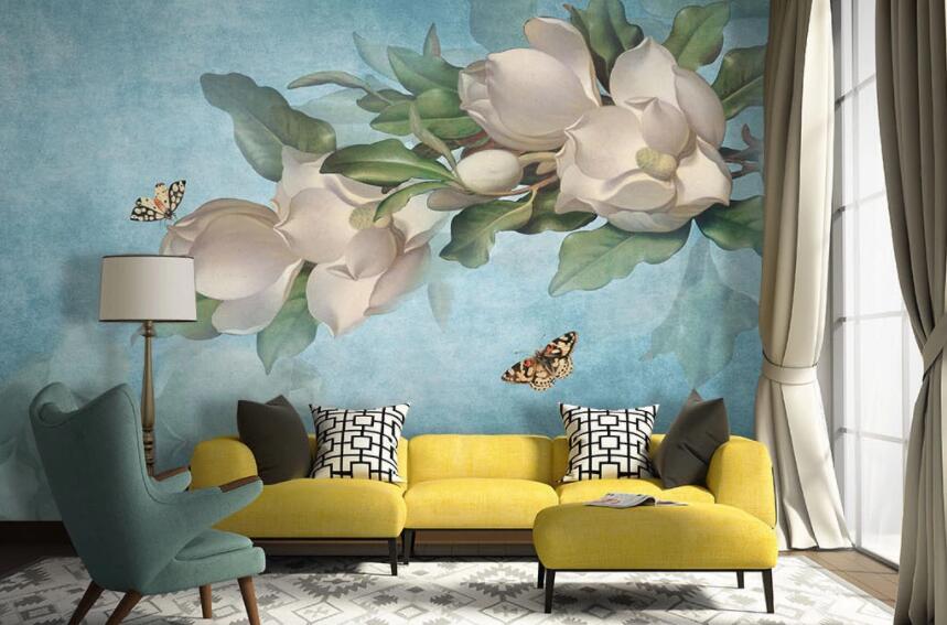 3D Flower Butterfly 009 Wall Murals Wallpaper AJ Wallpaper 2
