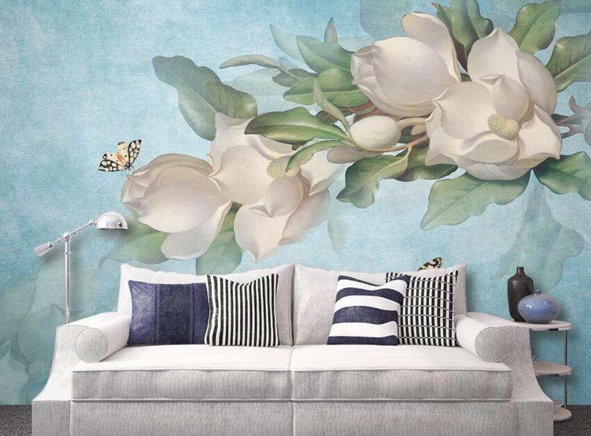 3D Flower Butterfly 009 Wall Murals Wallpaper AJ Wallpaper 2