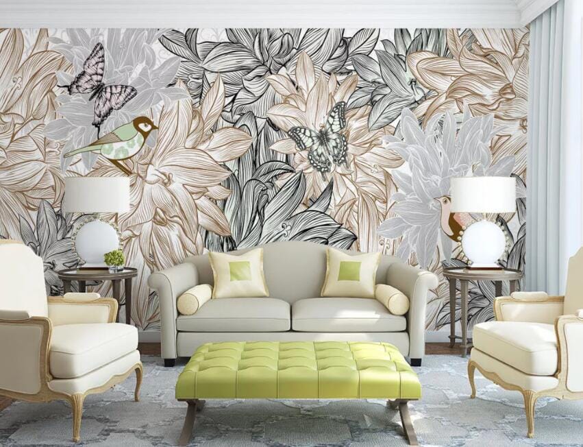 3D Leaf Butterfly 1416 Wall Murals Wallpaper AJ Wallpaper 2