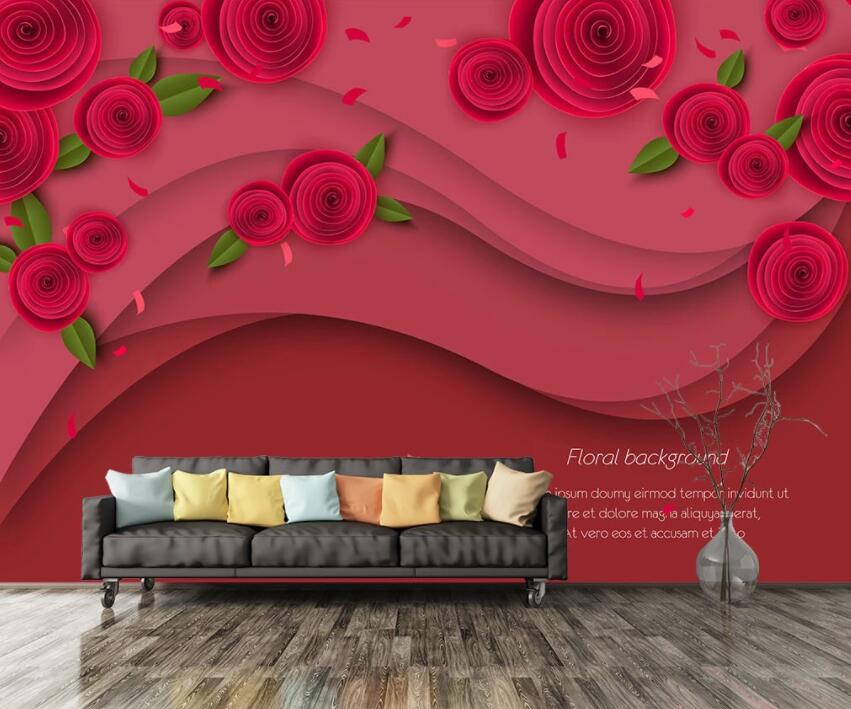 3D Red Rose 004 Wall Murals Wallpaper AJ Wallpaper 2