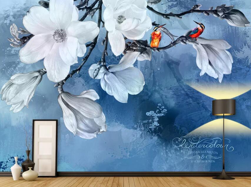 3D White Flowers 002 Wall Murals Wallpaper AJ Wallpaper 2