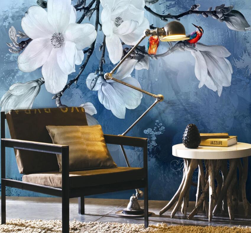 3D White Flowers 002 Wall Murals Wallpaper AJ Wallpaper 2