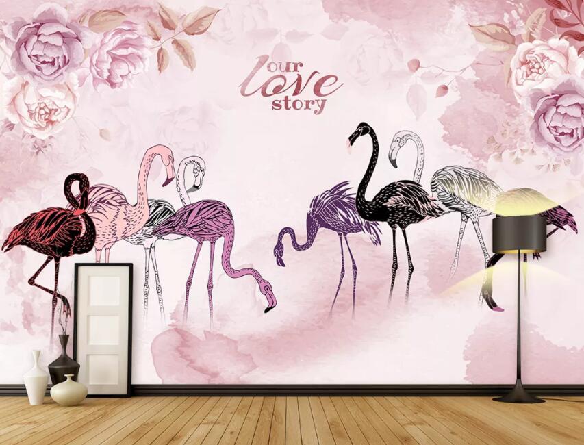 3D Flamingo 1477 Wall Murals Wallpaper AJ Wallpaper 2