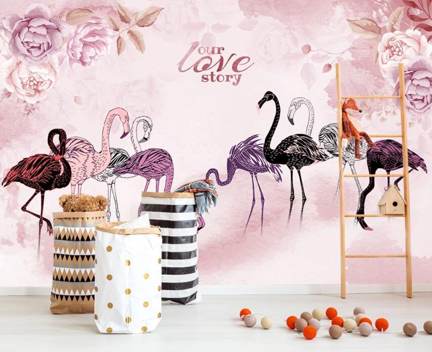 3D Flamingo 1477 Wall Murals Wallpaper AJ Wallpaper 2