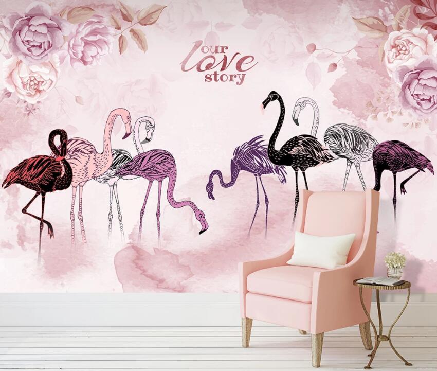 3D Flamingo 1477 Wall Murals Wallpaper AJ Wallpaper 2