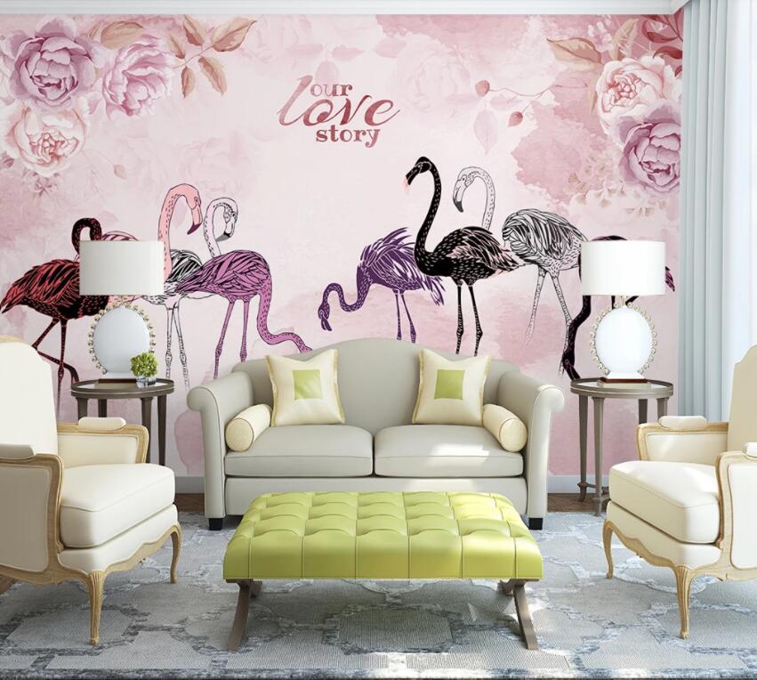 3D Flamingo 1477 Wall Murals Wallpaper AJ Wallpaper 2
