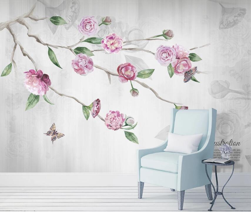 3D Pink Flowers 1464 Wall Murals Wallpaper AJ Wallpaper 2