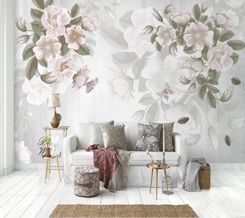 3D White Flowers 1461 Wall Murals Wallpaper AJ Wallpaper 2