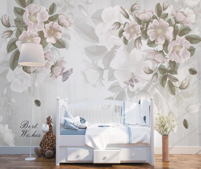 3D White Flowers 1461 Wall Murals Wallpaper AJ Wallpaper 2
