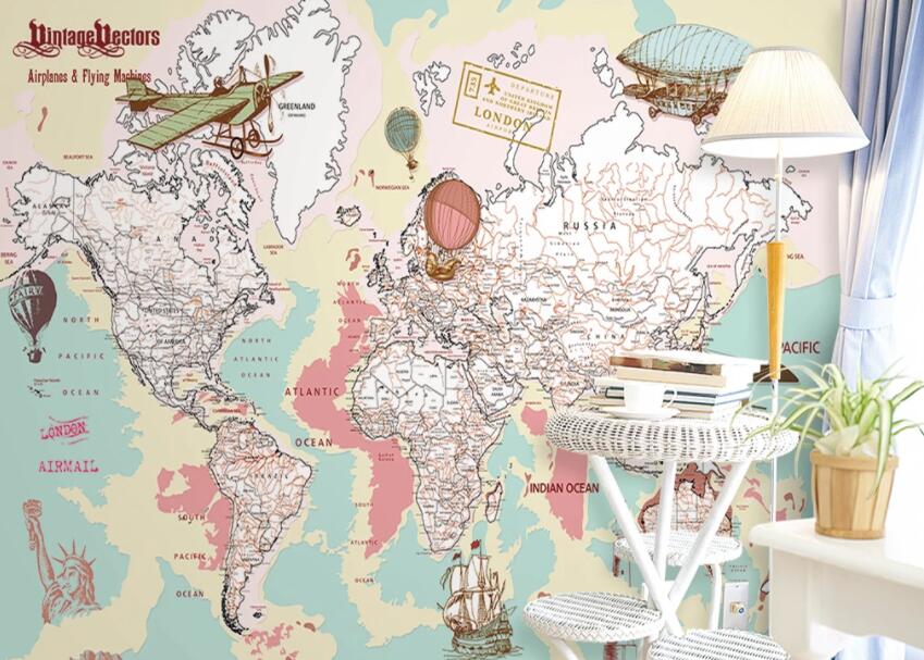 3D Pink Map 1436 Wall Murals Wallpaper AJ Wallpaper 2