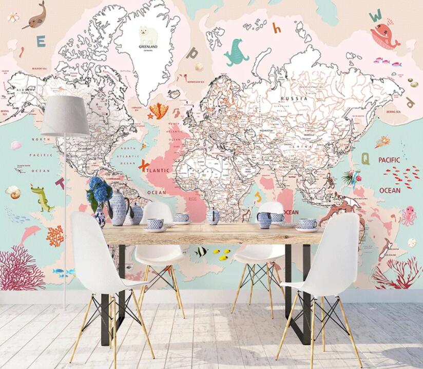 3D Pink Map 1435 Wall Murals Wallpaper AJ Wallpaper 2