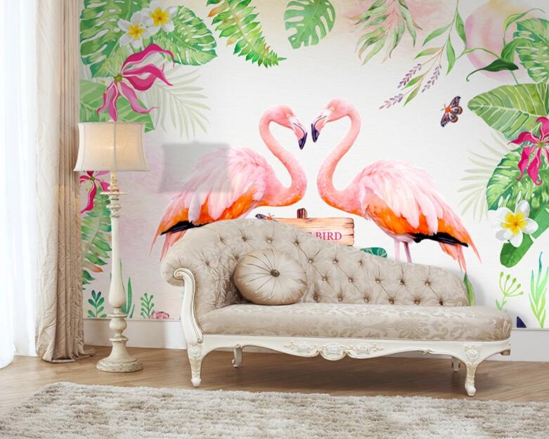 3D Pink Flamingo WC1398 Wall Murals Wallpaper AJ Wallpaper 2