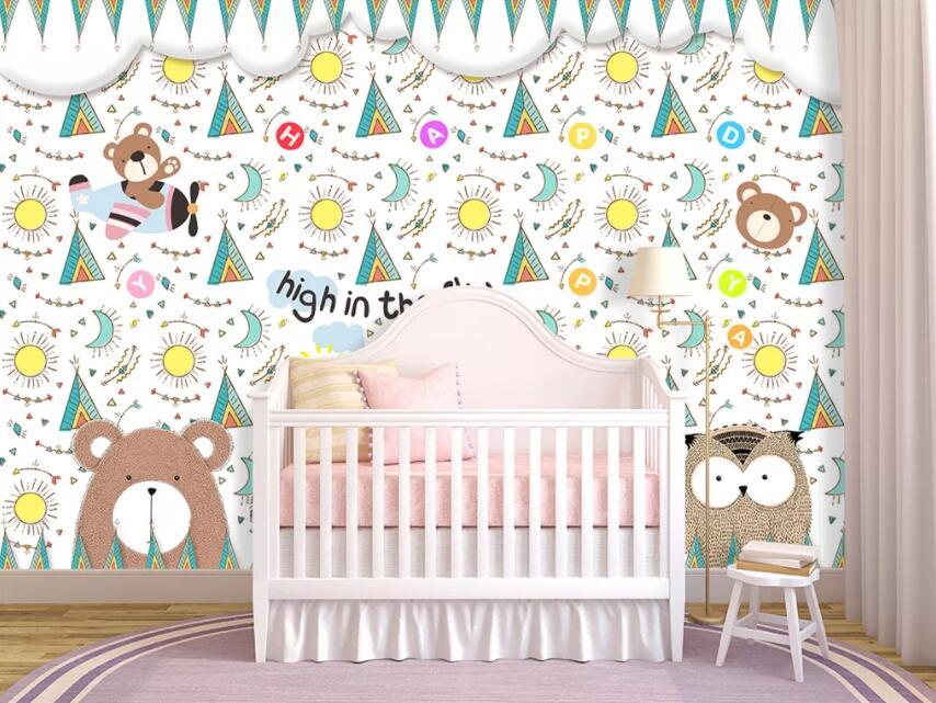 3D Cute Bear 1389 Wall Murals Wallpaper AJ Wallpaper 2