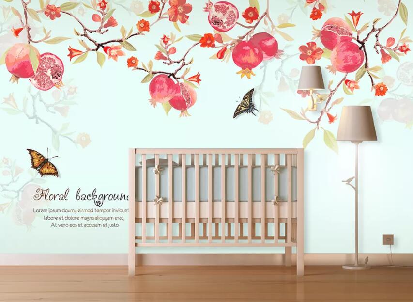 3D Flower Butterfly 1404 Wall Murals Wallpaper AJ Wallpaper 2
