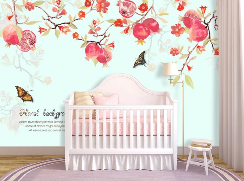 3D Flower Butterfly 1404 Wall Murals Wallpaper AJ Wallpaper 2