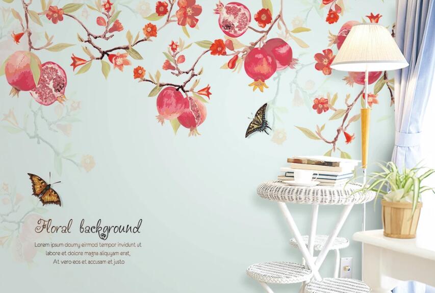 3D Flower Butterfly 1404 Wall Murals Wallpaper AJ Wallpaper 2