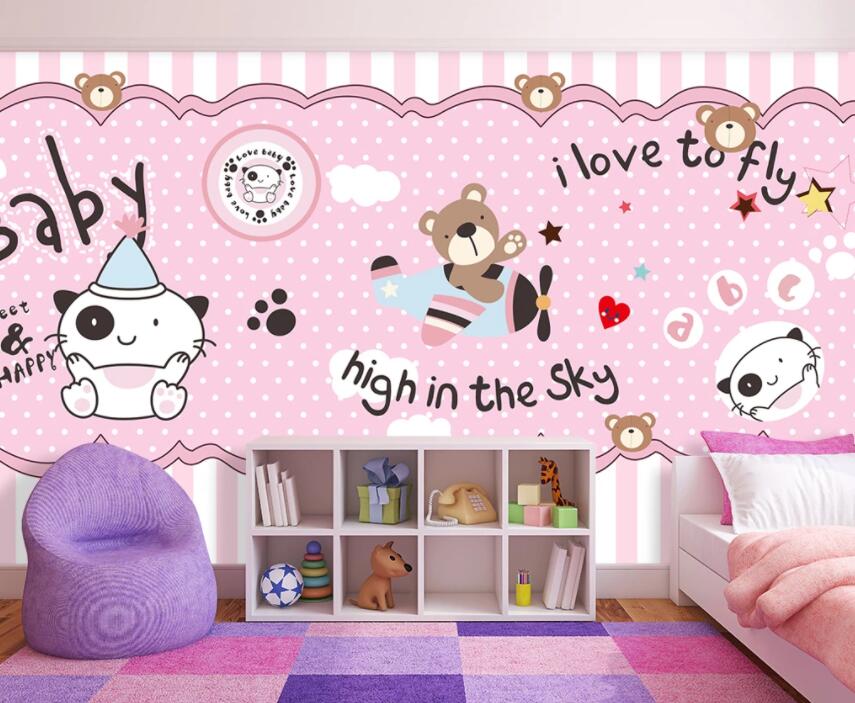 3D Pink Bear 1386 Wall Murals Wallpaper AJ Wallpaper 2
