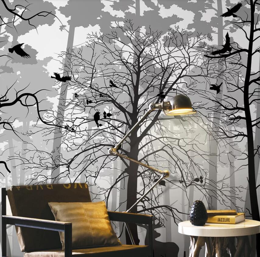 3D Foggy Forest 1387 Wall Murals Wallpaper AJ Wallpaper 2