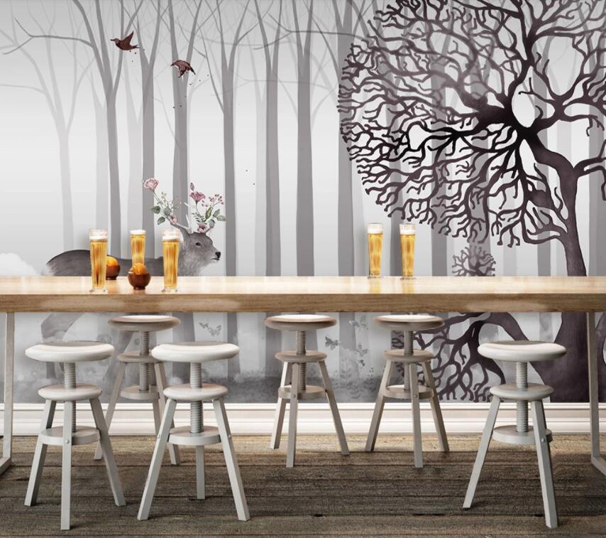3D Deer Forest 1367 Wall Murals Wallpaper AJ Wallpaper 2