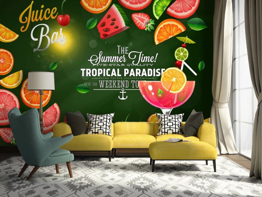 3D Strawberry Orange 1361 Food Wall Murals Wallpaper AJ Wallpaper 2