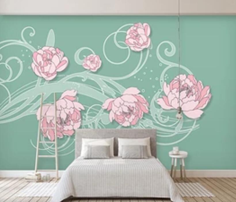 3D Pink Rose 1982 Wall Murals Wallpaper AJ Wallpaper 2