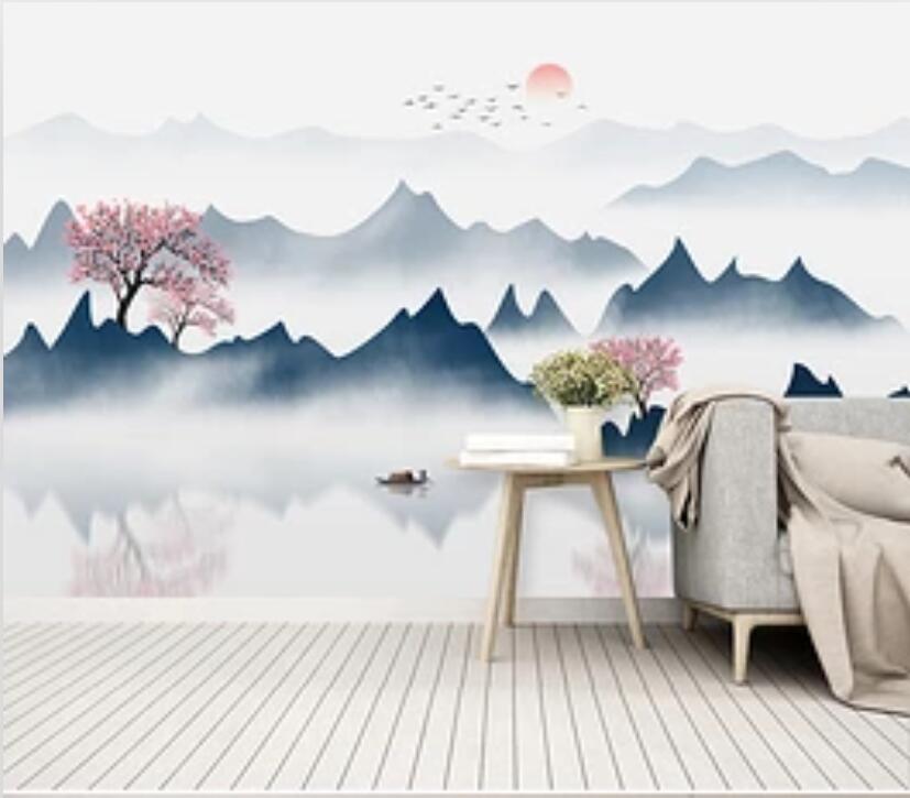 3D Misty Valley 1619 Wall Murals Wallpaper AJ Wallpaper 2