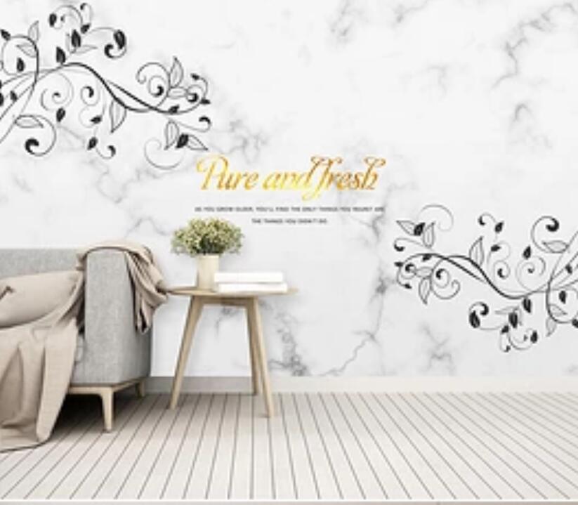 3D Black Leaves 1605 Wall Murals Wallpaper AJ Wallpaper 2