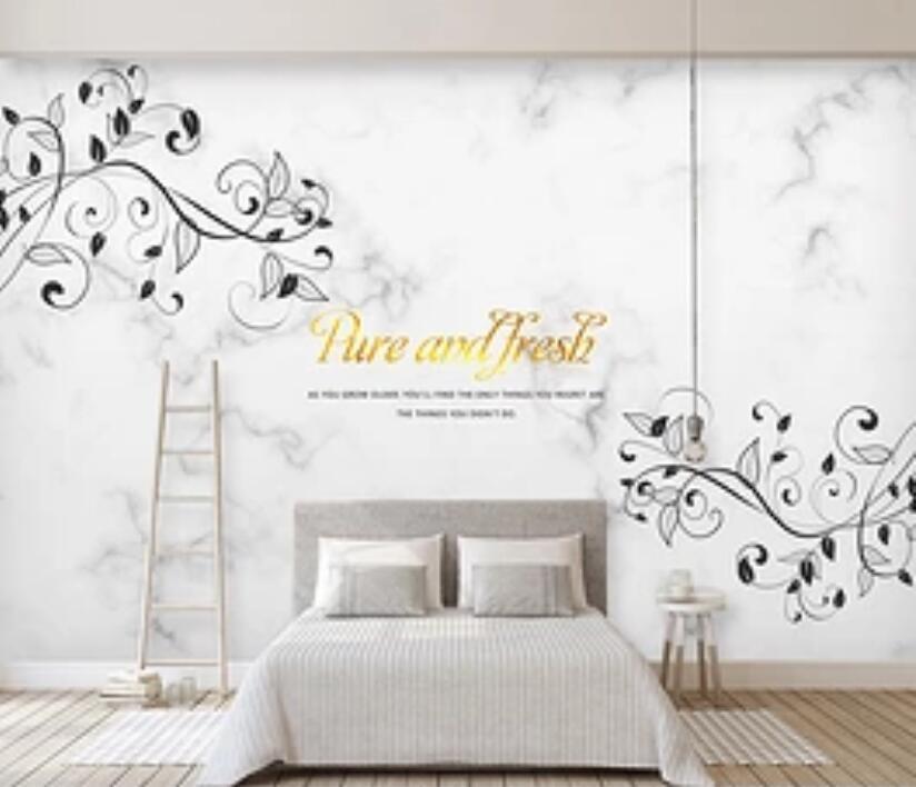 3D Black Leaves 1605 Wall Murals Wallpaper AJ Wallpaper 2