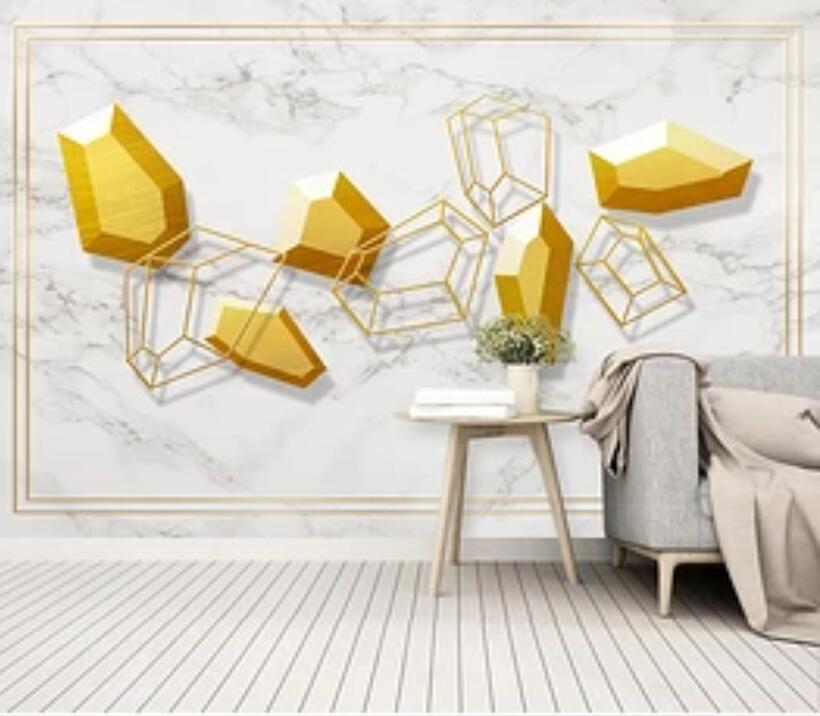 3D Gold Graphic 1561 Wall Murals Wallpaper AJ Wallpaper 2