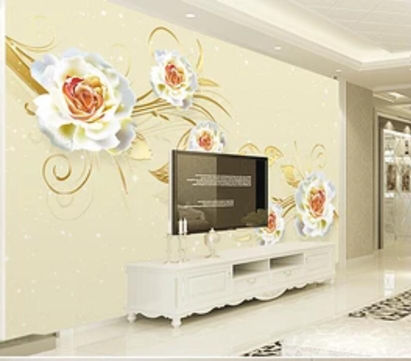 3D White Flowers 1307 Wall Murals Wallpaper AJ Wallpaper 2
