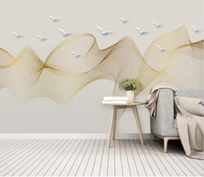3D Golden Wave 902 Wall Murals Wallpaper AJ Wallpaper 2