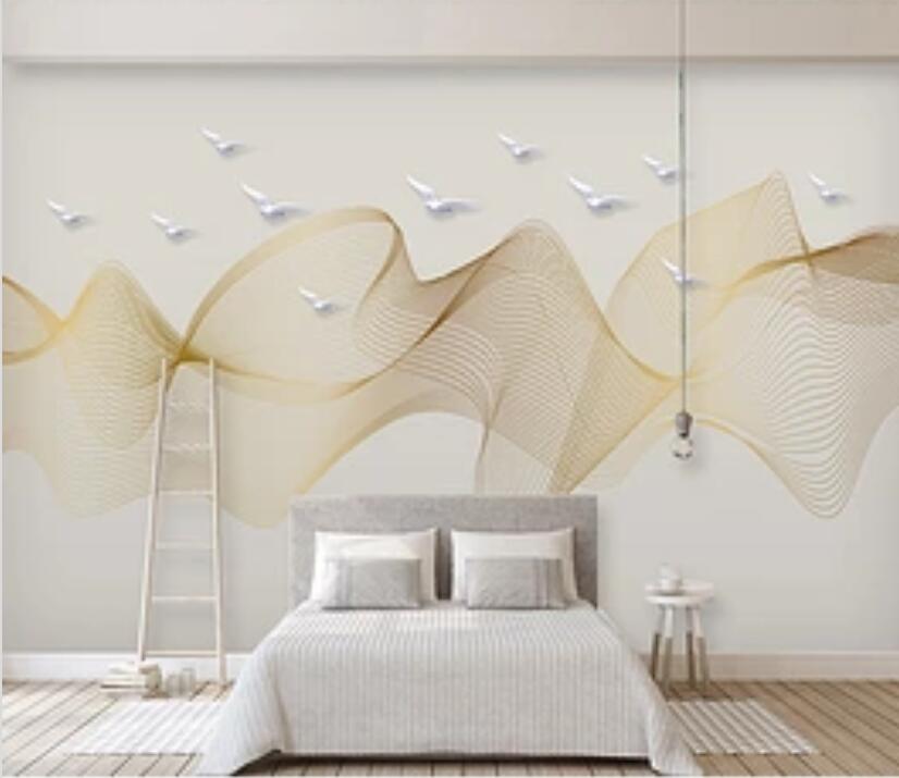 3D Golden Wave 902 Wall Murals Wallpaper AJ Wallpaper 2