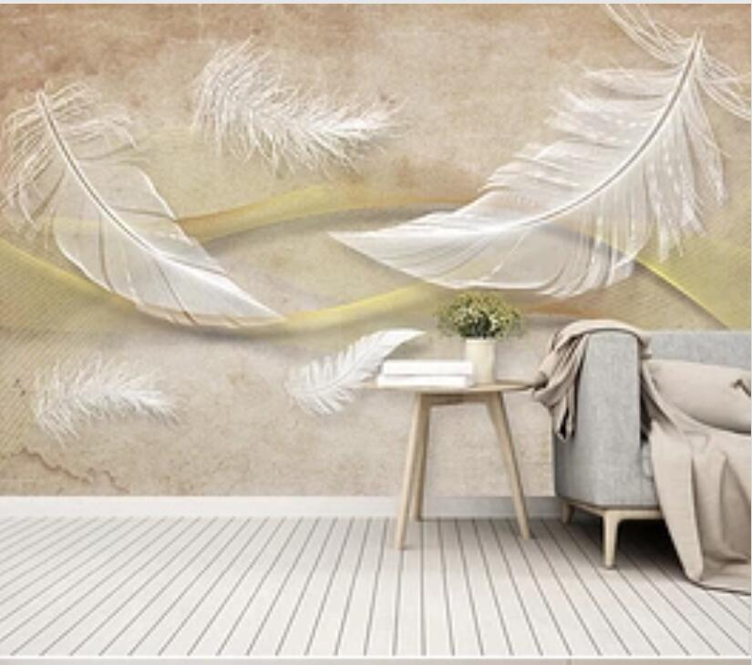3D White Feather 708 Wall Murals Wallpaper AJ Wallpaper 2