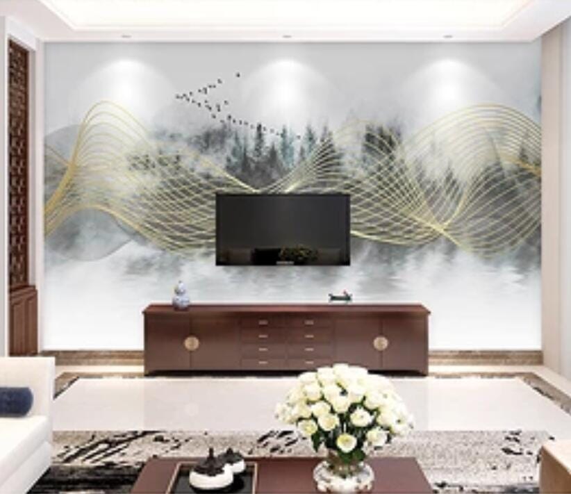 3D Wave Forest 2113 Wall Murals Wallpaper AJ Wallpaper 2