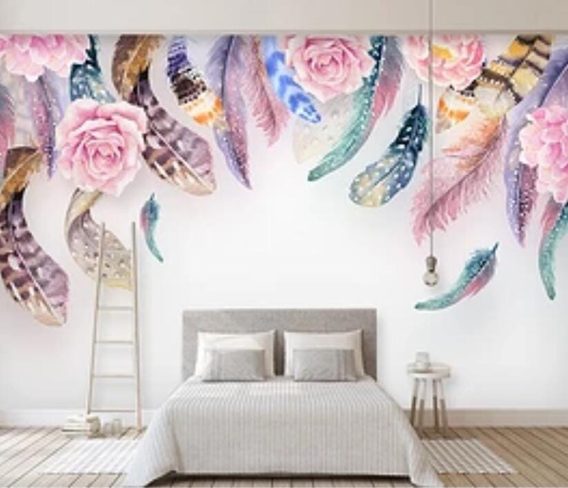 3D Flower Feather 1981 Wall Murals Wallpaper AJ Wallpaper 2
