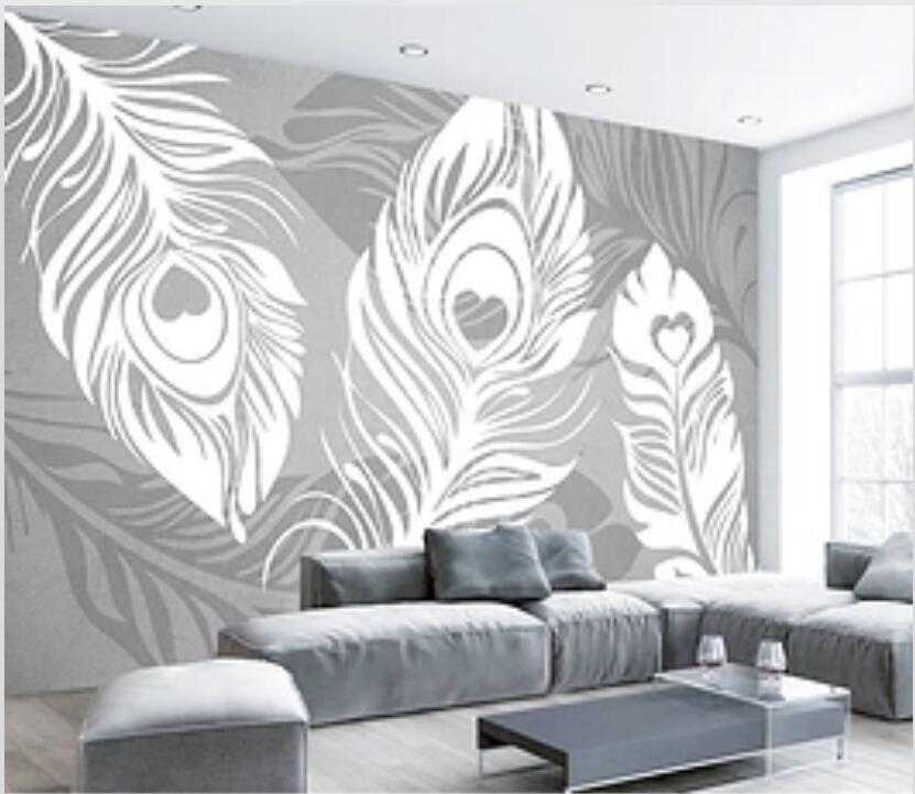3D White Leaves 621 Wall Murals Wallpaper AJ Wallpaper 2